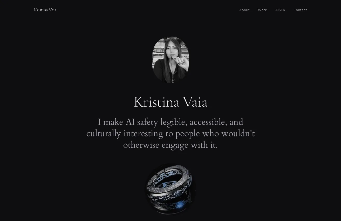 Kristina Vaia website screenshot